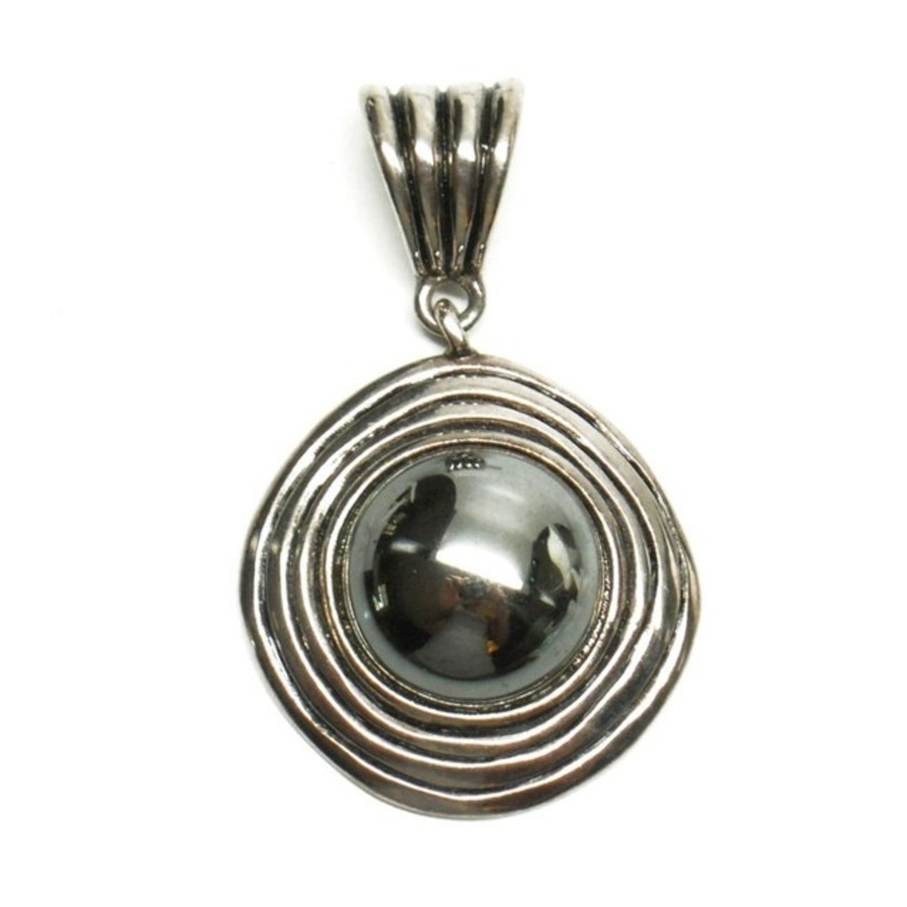 Premier Designs Silver Tone Faux Hematite Pendant - Picture 1 of 5